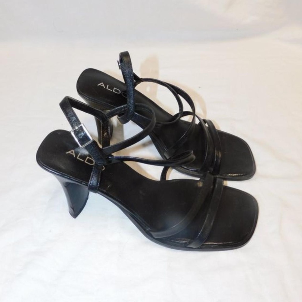 Aldo Square Open-Toe Black Heels (Size 6.5 Women's)